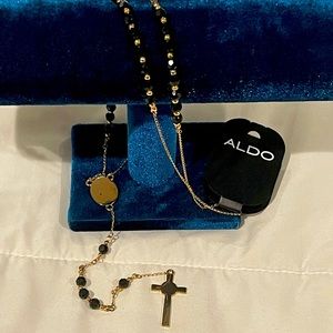 Aldo Black and Gold Beaded Rosary
